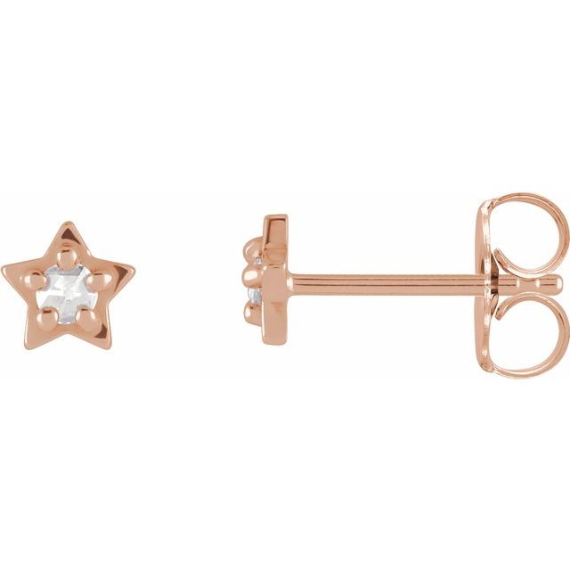 14K Rose .05 CTW Rose-Cut Natural Diamond Petite Star Earrings