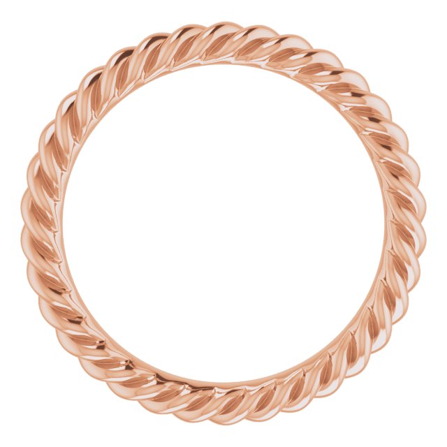 18K Rose 2.5 mm Skinny Rope Band Size 3.5