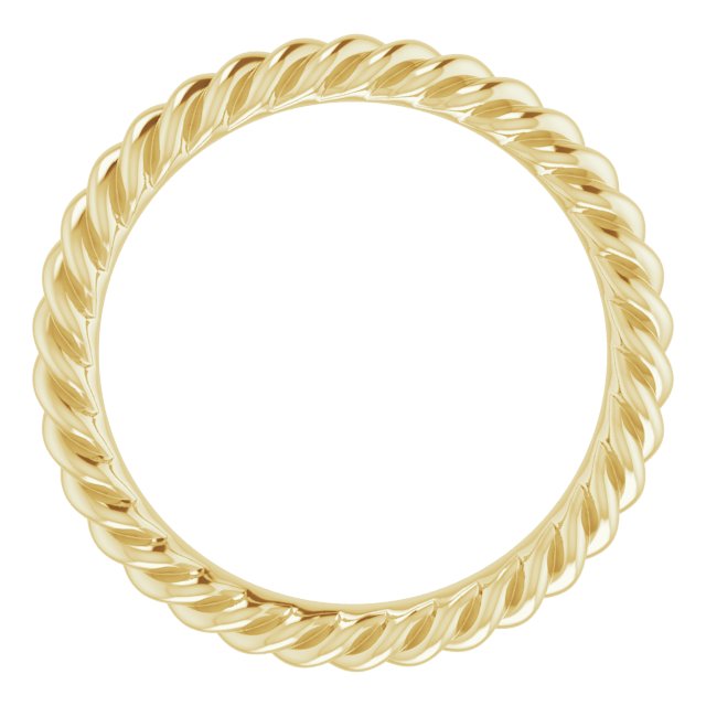 14K Yellow 2.5 mm Skinny Rope Band Size 3.5