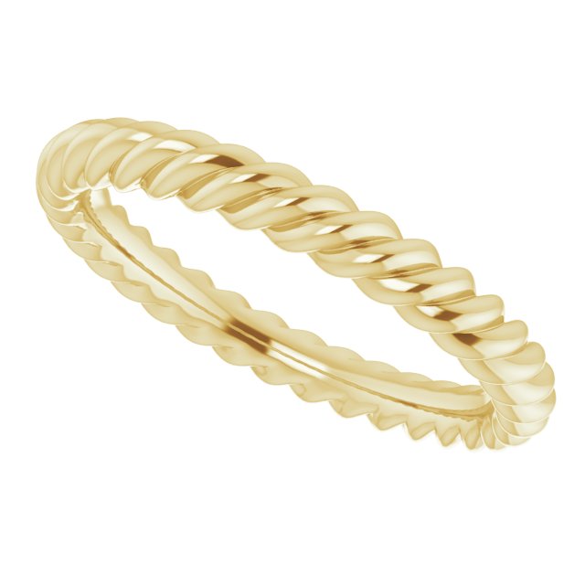 14K Yellow 2.5 mm Skinny Rope Band Size 4