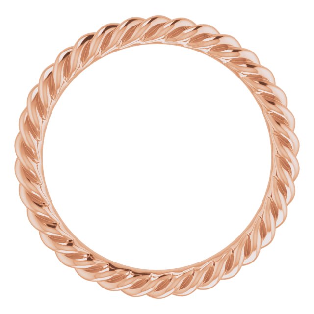 18K Rose 2.5 mm Skinny Rope Band Size 4.5