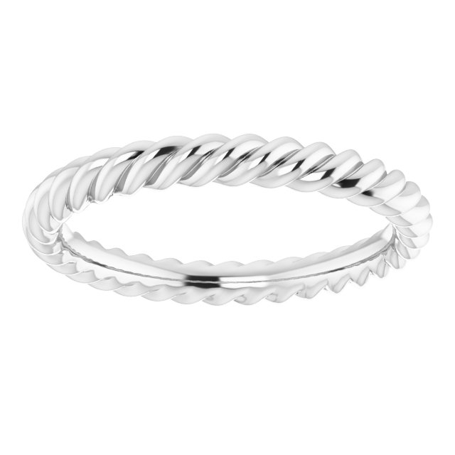 14K White 2.5 mm Skinny Rope Band Size 5