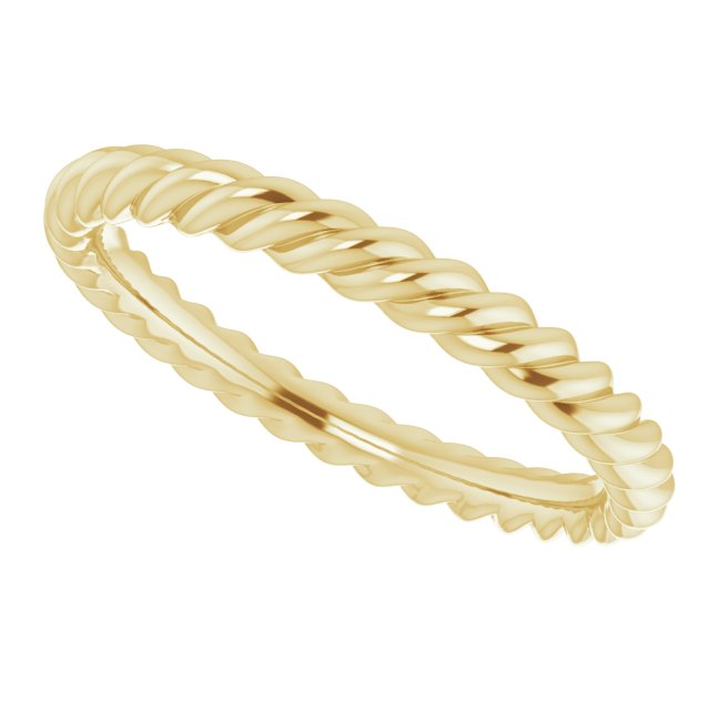 14K Yellow 2.5 mm Skinny Rope Band Size 6.5