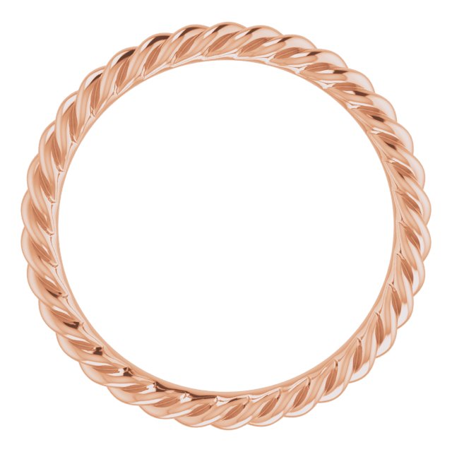 14K Rose 2.5 mm Skinny Rope Band Size 6.5