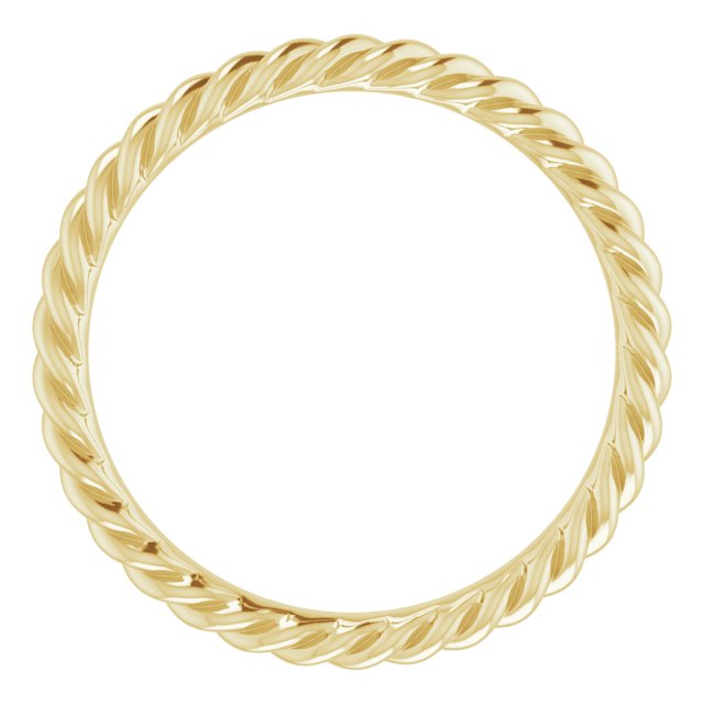 18K Yellow 2.5 mm Skinny Rope Band Size 7.5