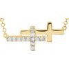 14K Yellow .20 CTW Diamond Double Sideways Cross 18 inch Necklace Ref. 7259786