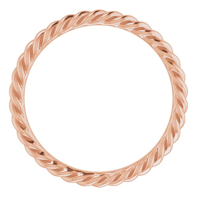 14K Rose 2.5 mm Skinny Rope Band Size 8