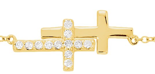 14K Yellow 1/5 CTW Natural Diamond Double Sideways Cross 8 Bracelet