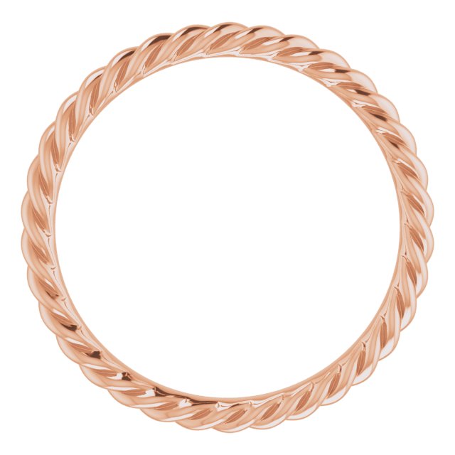 14K Rose 2.5 mm Skinny Rope Band Size 9