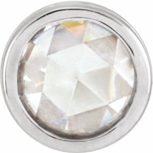 14K White 1/10 CT Rose-Cut Natural Diamond Bezel-Set Pendant
