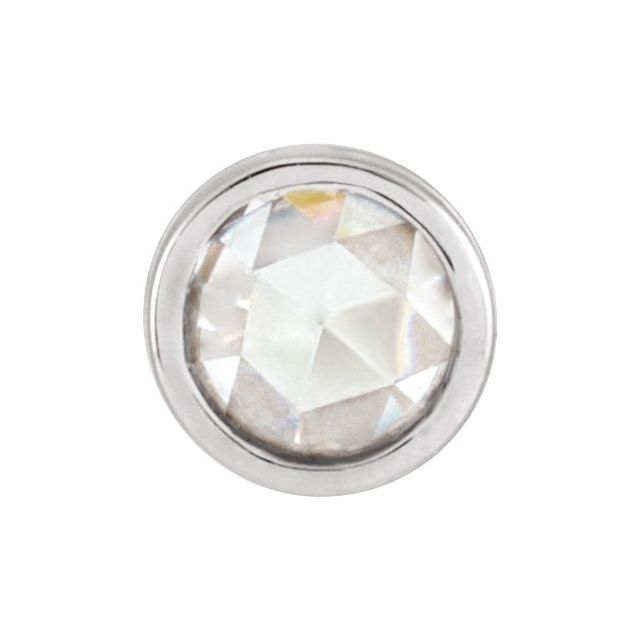 14K White 1/10 CT Rose-Cut Natural Diamond Bezel-Set Pendant