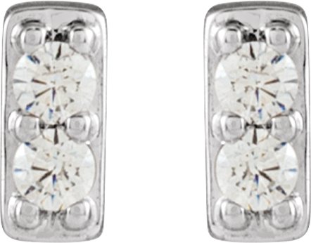 14K White .06 CTW Natural Diamond Bar Earrings