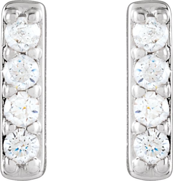 14K White 1/8 CTW Natural Diamond Bar Earrings