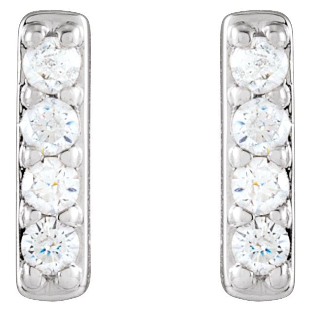 14K White 1/8 CTW Natural Diamond Bar Earrings