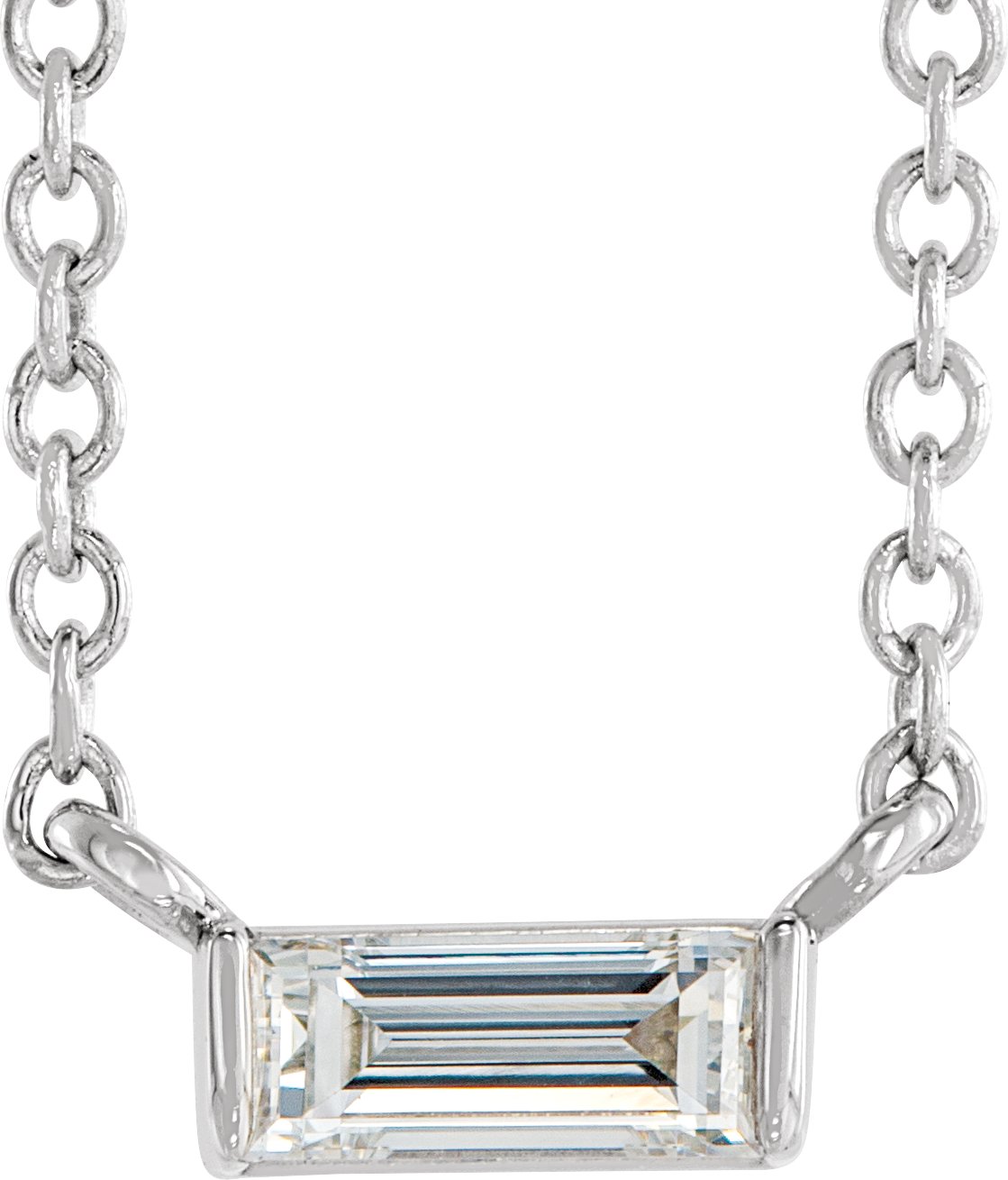 14K White 1/8 CT Natural Diamond Solitaire 16-18 Necklace