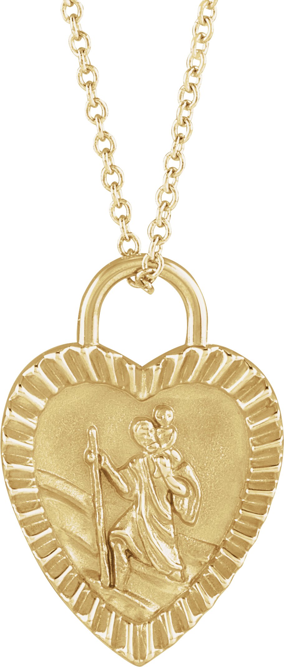 St. Christopher Heart Medal Necklace or Pendant