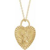 St. Christopher Heart Medal Necklace or Pendant