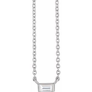 14K White 1/10 CT Natural Diamond Solitaire 16-18" Necklace