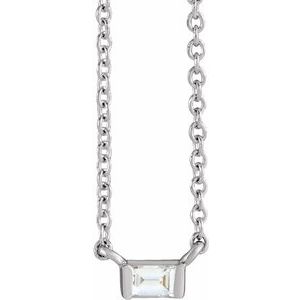 14K White .07 CT Natural Diamond Solitaire 16-18" Necklace