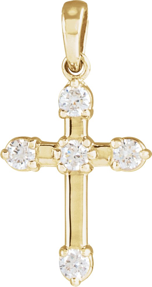 14K Yellow 1/6 CTW Natural Diamond Cross Pendant