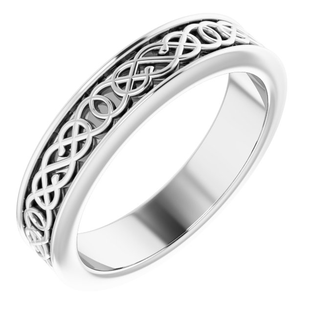 Sterling Silver 4 mm Celtic-Inspired Band Size 4