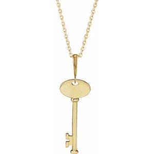 14K Yellow Engravable Key 16-18" Necklace