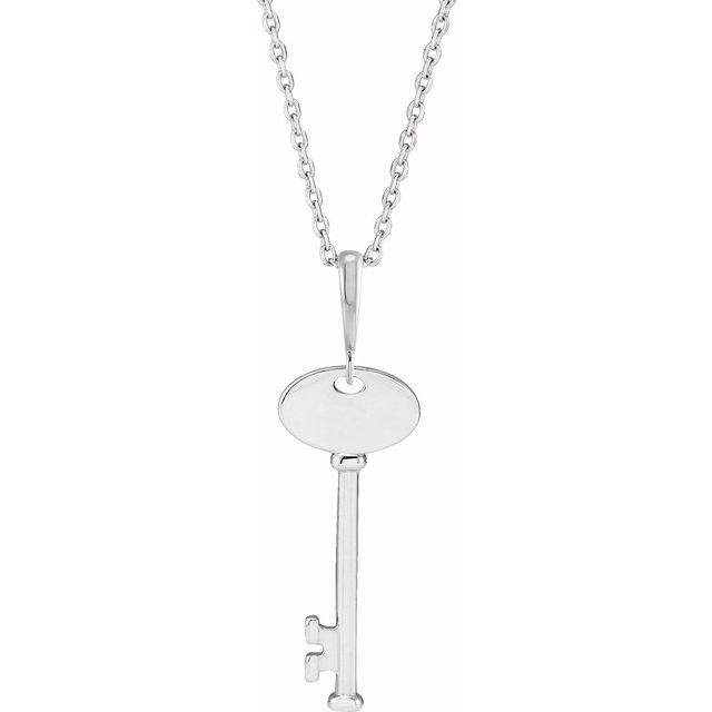Sterling Silver Engravable Key 16-18 Necklace