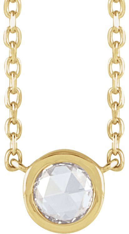 14K Yellow 1/8 CT Rose-Cut Natural Diamond Bezel-Set 18" Necklace