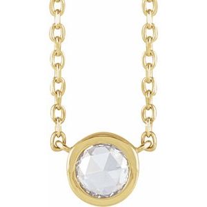 14K Yellow 1/8 CT Rose-Cut Natural Diamond Bezel-Set 18" Necklace