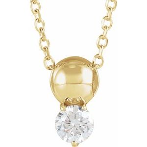 14K Yellow 1/6 CT Natural Diamond Bead 16-18" Necklace