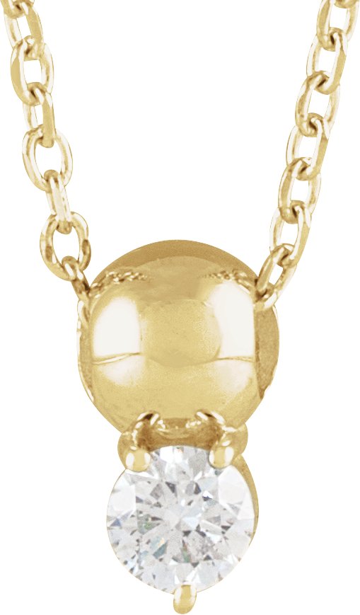 14K Yellow 1/10 CT Natural Diamond Bead 16-18" Necklace