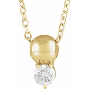 14K Yellow 1/10 CT Natural Diamond Bead 16-18" Necklace