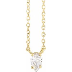 14K Yellow 1/5 CT Natural Diamond Solitaire 16-18" Necklace