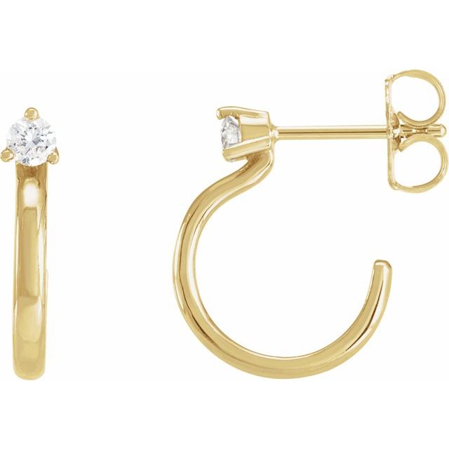 14K Yellow 1/8 CTW Natural Diamond Hoop Earring