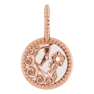 14K Rose 2 mm Round Virgo Accented Zodiac Charm/Pendant Mounting