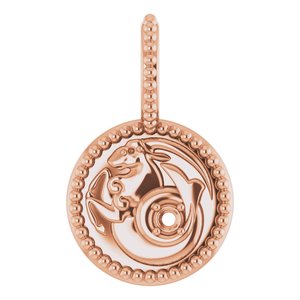 14K Rose 2 mm Round Capricorn Accented Zodiac Charm/Pendant Mounting