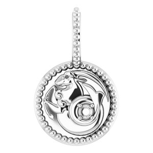 Sterling Silver 2 mm Round Capricorn Accented Zodiac Charm/Pendant Mounting