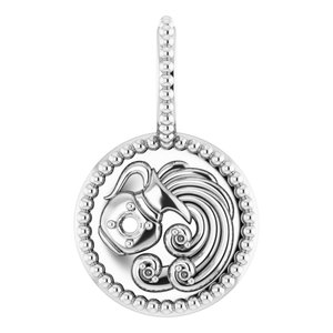 Sterling Silver 2 mm Round Aquarius Accented Zodiac Charm/Pendant Mounting