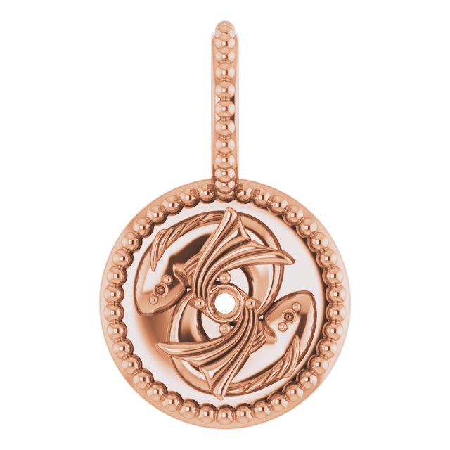 14K Rose 2 mm Round Pisces Accented Zodiac Charm/Pendant Mounting