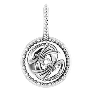 Sterling Silver 2 mm Round Pisces Accented Zodiac Charm/Pendant Mounting