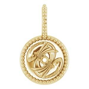 14K Yellow 2 mm Round Pisces Accented Zodiac Charm/Pendant Mounting