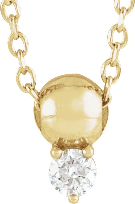 14K Yellow .06 CT Natural Diamond Bead 16-18" Necklace