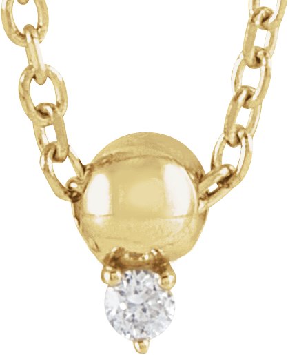 14K Yellow .02 CT Natural Diamond Bead 16-18" Necklace